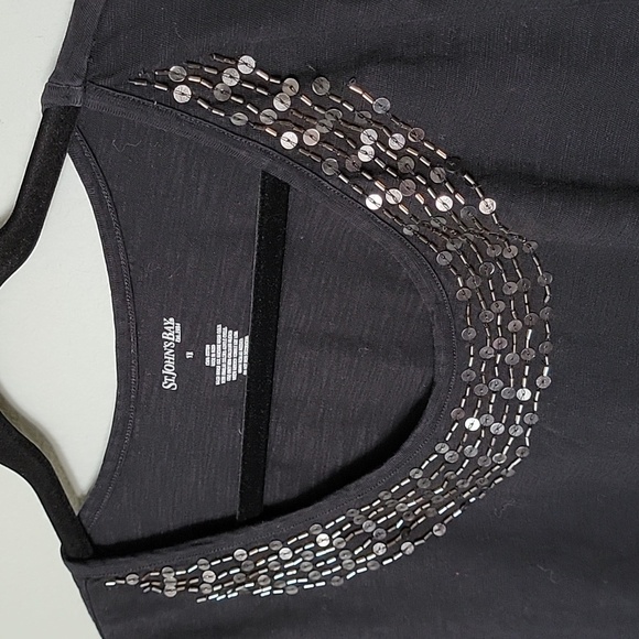 St. Johns Bay Plus Size Witchy Cotton Casual Black Embellished Top Blouse 1X - Picture 2 of 5